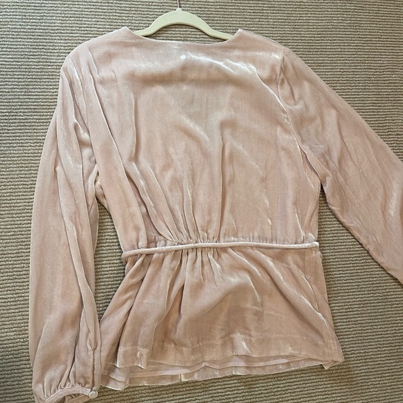 J. Crew Light Pink Velvet Wrap Blouse - Picture 12 of 14